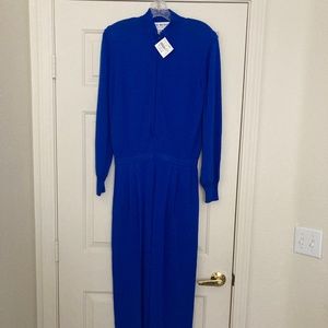 *NWT* THE MICHAEL COLLECTION Royal Blue Wool Long Sleeve Jumpsuit Size Large